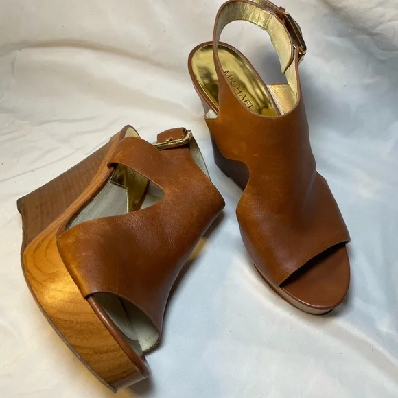 Michael Kors Leather Josephine Platform Wedge, Size 10 - Picture 2 of 3